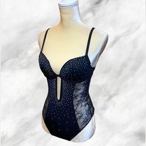 NEW La SENZA Beaded Lace Lingerie Bodysuit